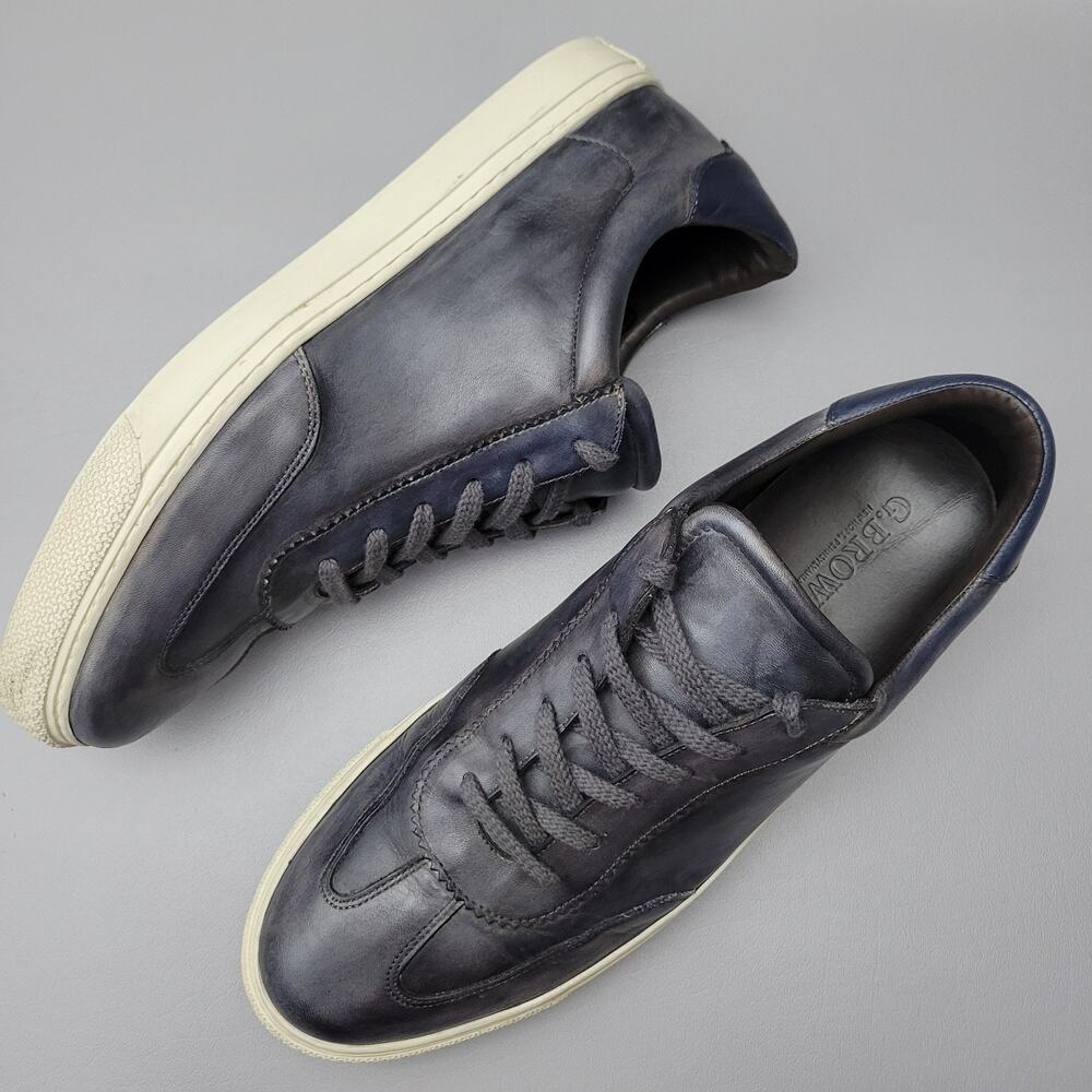 G Brown Flight 813 Smoke Leather Luxury Sneaker Size 12 Mens